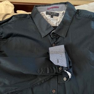 Mens Ted Baker London Dark Blue Button Down Shirt, XXL/7